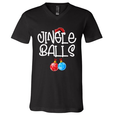 Jingle Balls Tinsel Tits Couple Funny Christmas Matching V-Neck T-Shirt