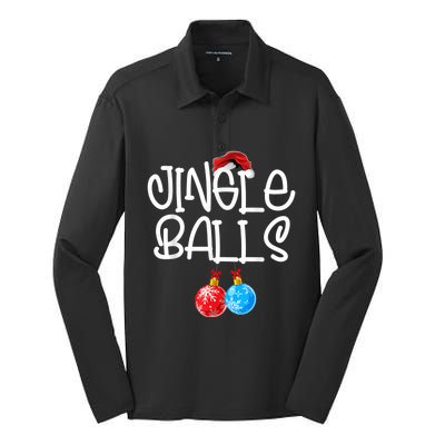 Jingle Balls Tinsel Tits Couple Funny Christmas Matching Silk Touch Performance Long Sleeve Polo