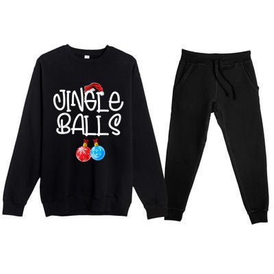 Jingle Balls Tinsel Tits Couple Funny Christmas Matching Premium Crewneck Sweatsuit Set