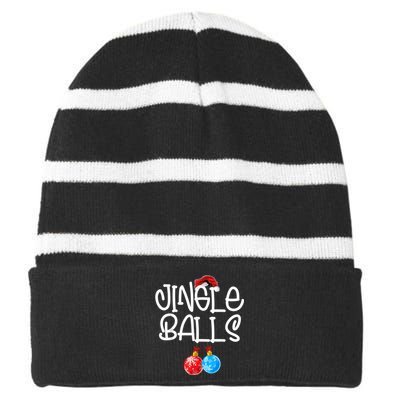 Jingle Balls Tinsel Tits Couple Funny Christmas Matching Striped Beanie with Solid Band