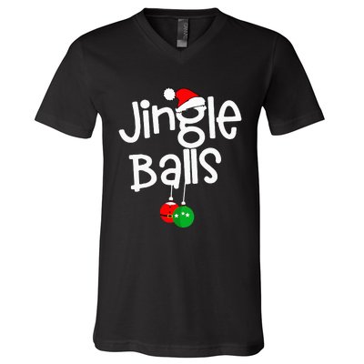 Jingle Balls Tinsel Tits Funny Couple Christmas Pajama Xmas V-Neck T-Shirt