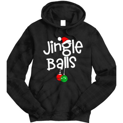 Jingle Balls Tinsel Tits Funny Couple Christmas Pajama Xmas Tie Dye Hoodie