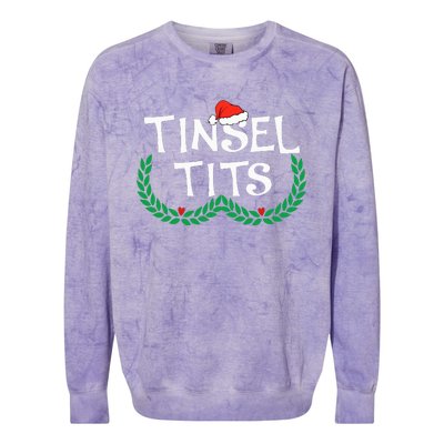 Jingle Balls Tinsel Tits Funny Couple Christmas Pajama Xmas Colorblast Crewneck Sweatshirt