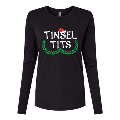 Jingle Balls Tinsel Tits Funny Couple Christmas Pajama Xmas Womens Cotton Relaxed Long Sleeve T-Shirt