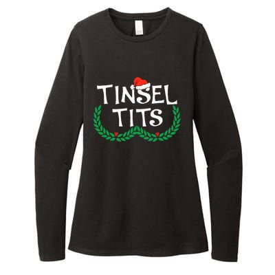 Jingle Balls Tinsel Tits Funny Couple Christmas Pajama Xmas Womens CVC Long Sleeve Shirt