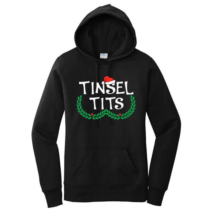 Jingle Balls Tinsel Tits Funny Couple Christmas Pajama Xmas Women's Pullover Hoodie