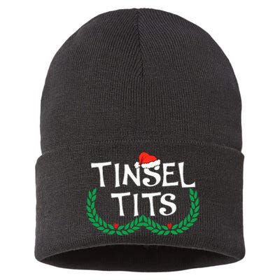 Jingle Balls Tinsel Tits Funny Couple Christmas Pajama Xmas Sustainable Knit Beanie