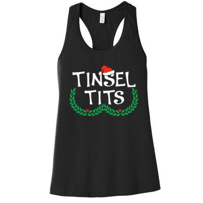 Jingle Balls Tinsel Tits Funny Couple Christmas Pajama Xmas Women's Racerback Tank