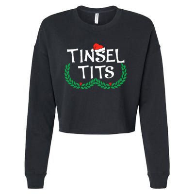 Jingle Balls Tinsel Tits Funny Couple Christmas Pajama Xmas Cropped Pullover Crew