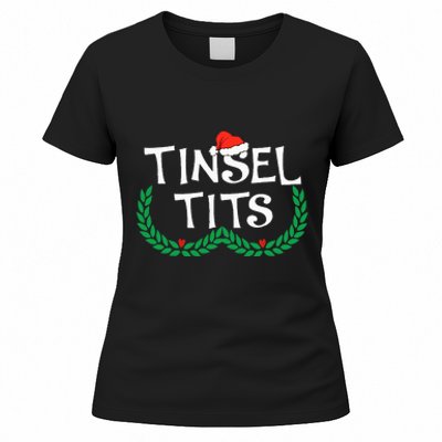 Jingle Balls Tinsel Tits Funny Couple Christmas Pajama Xmas Women's T-Shirt