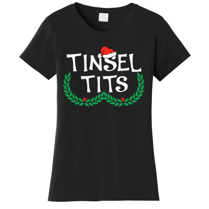 Jingle Balls Tinsel Tits Funny Couple Christmas Pajama Xmas Women's T-Shirt