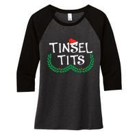 Jingle Balls Tinsel Tits Funny Couple Christmas Pajama Xmas Women's Tri-Blend 3/4-Sleeve Raglan Shirt