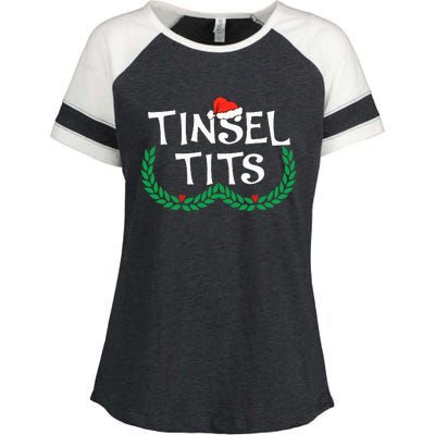 Jingle Balls Tinsel Tits Funny Couple Christmas Pajama Xmas Enza Ladies Jersey Colorblock Tee