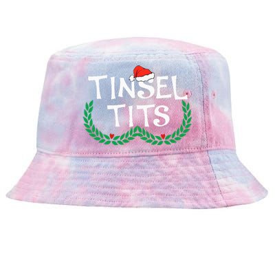 Jingle Balls Tinsel Tits Funny Couple Christmas Pajama Xmas Tie-Dyed Bucket Hat