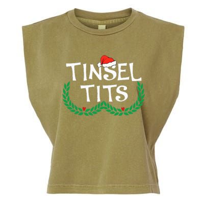 Jingle Balls Tinsel Tits Funny Couple Christmas Pajama Xmas Garment-Dyed Women's Muscle Tee