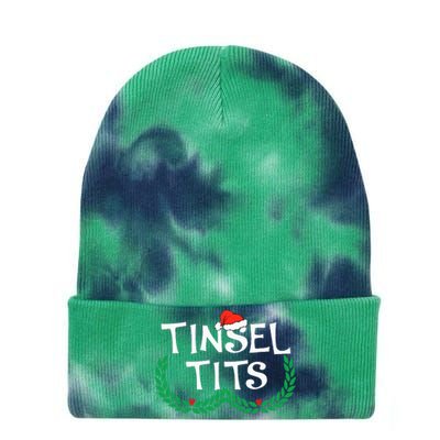 Jingle Balls Tinsel Tits Funny Couple Christmas Pajama Xmas Tie Dye 12in Knit Beanie