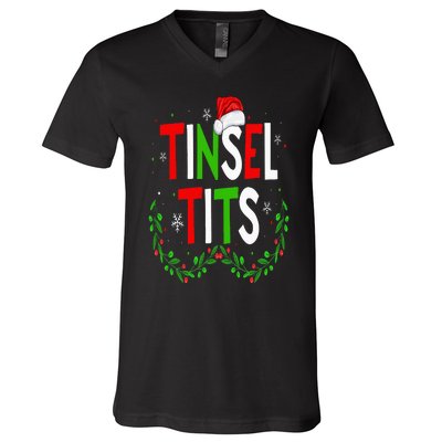 Jingle Balls Tinsel Tits Matching Chestnuts Christmas Couple V-Neck T-Shirt