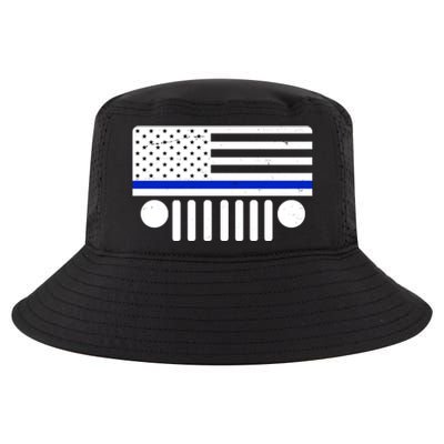 Blue Thin Line American Flag Car Off Roading Cool Comfort Performance Bucket Hat