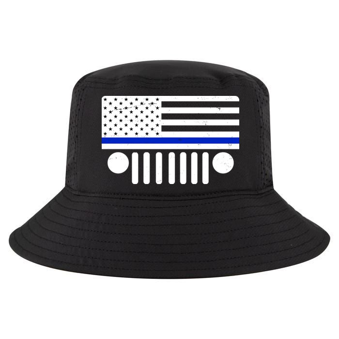 Blue Thin Line American Flag Car Off Roading Cool Comfort Performance Bucket Hat