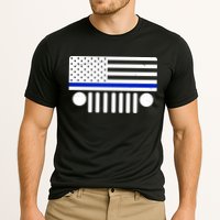 Blue Thin Line American Flag Car Off Roading Cooling Performance Crew T-Shirt