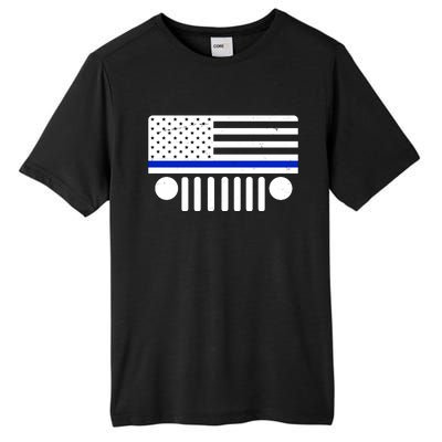 Blue Thin Line American Flag Car Off Roading Tall Fusion ChromaSoft Performance T-Shirt