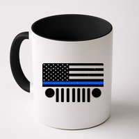 Blue Thin Line American Flag Car Off Roading Mug