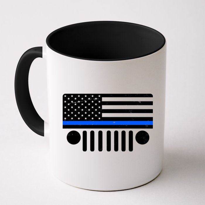 Blue Thin Line American Flag Car Off Roading Mug