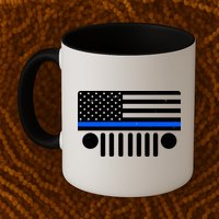 Blue Thin Line American Flag Car Off Roading Mug