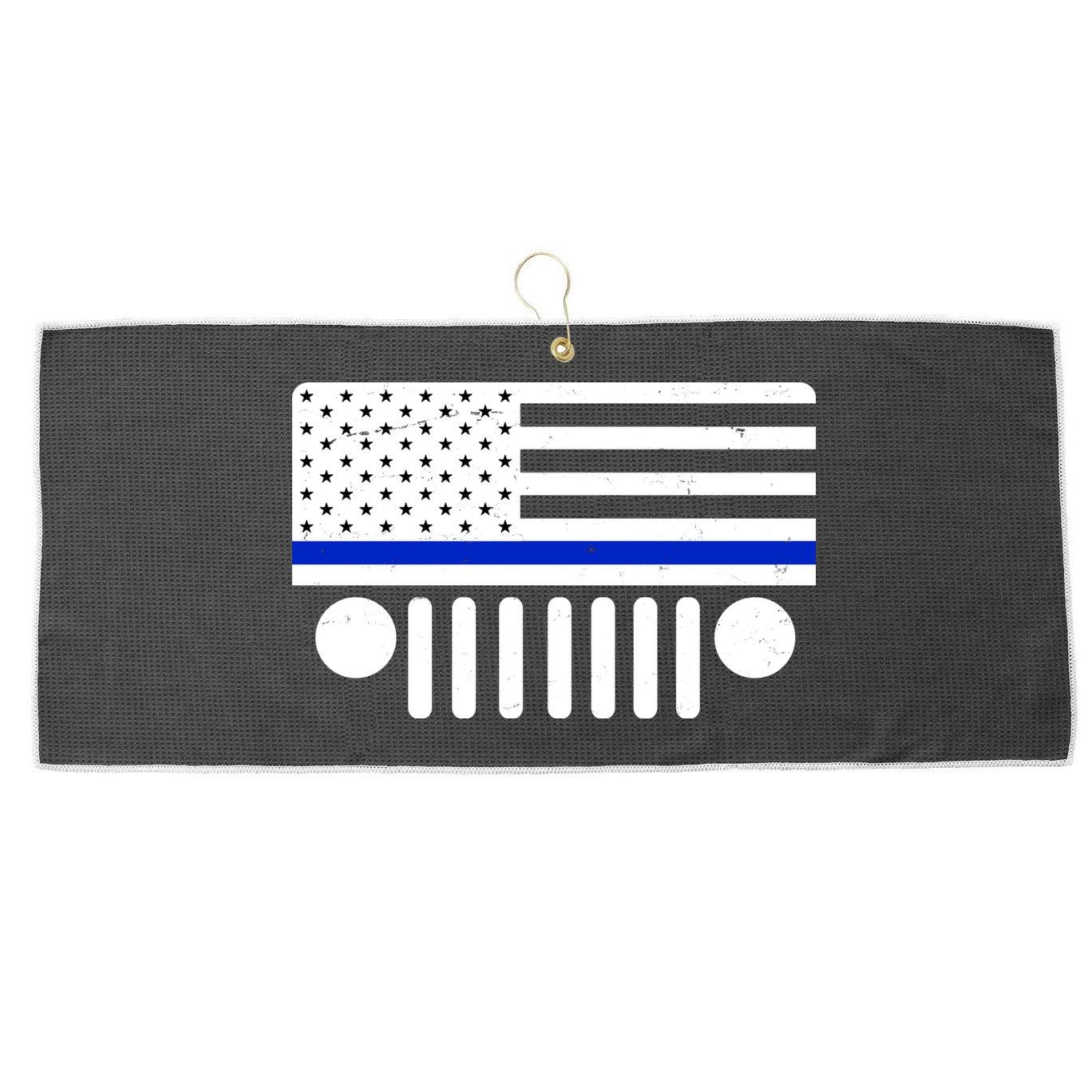 Blue Thin Line American Flag Car Off Roading Large Microfiber Waffle Golf Towel