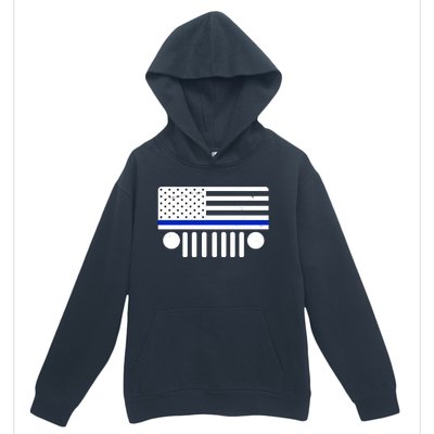 Blue Thin Line American Flag Car Off Roading Urban Pullover Hoodie