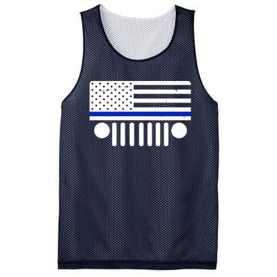 Blue Thin Line American Flag Car Off Roading Mesh Reversible Basketball Jersey Tank