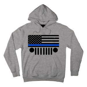 Blue Thin Line American Flag Car Off Roading Hoodie