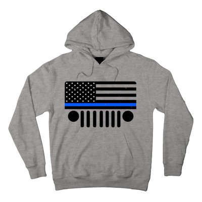 Blue Thin Line American Flag Car Off Roading Hoodie