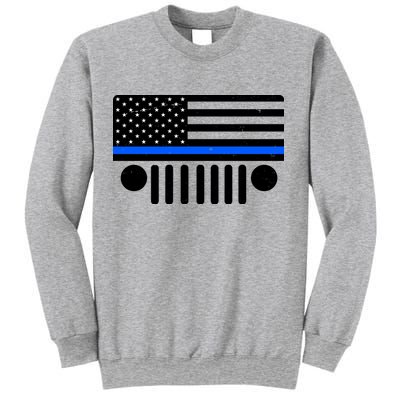 Blue Thin Line American Flag Car Off Roading Sweatshirt