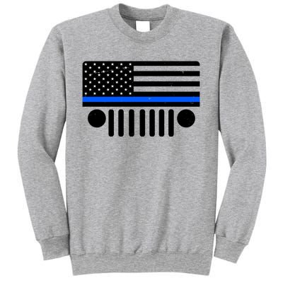 Blue Thin Line American Flag Car Off Roading Sweatshirt