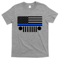 Blue Thin Line American Flag Car Off Roading T-Shirt