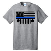 Blue Thin Line American Flag Car Off Roading Tall T-Shirt