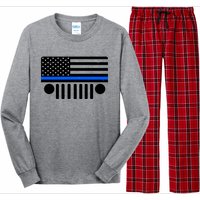 Blue Thin Line American Flag Car Off Roading Long Sleeve Pajama Set