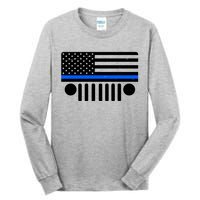 Blue Thin Line American Flag Car Off Roading Tall Long Sleeve T-Shirt