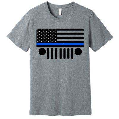 Blue Thin Line American Flag Car Off Roading Premium T-Shirt