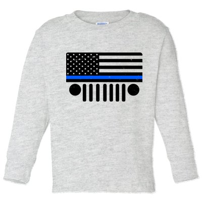 Blue Thin Line American Flag Car Off Roading Toddler Long Sleeve Shirt
