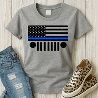 Blue Thin Line American Flag Car Off Roading Womens T-Shirt