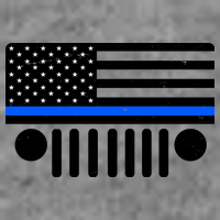 Blue Thin Line American Flag Car Off Roading Womens T-Shirt