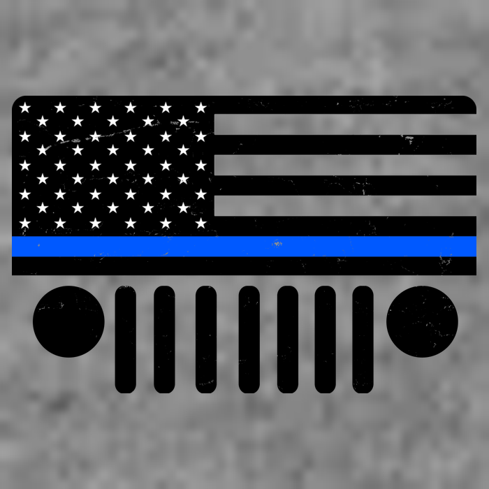 Blue Thin Line American Flag Car Off Roading Womens T-Shirt