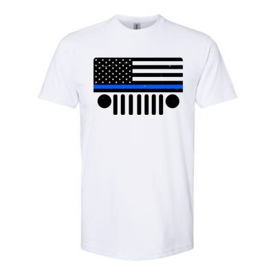 Blue Thin Line American Flag Car Off Roading Softstyle® CVC T-Shirt