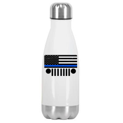 Blue Thin Line American Flag Car Off Roading Stainless Steel Insulated Water Bottle