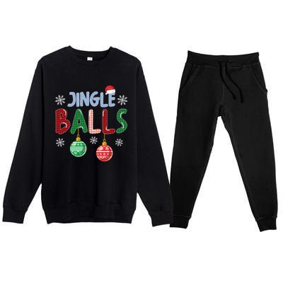 Jingle Balls Tinsel Tits Funny Matching Couple Christmas Gift Premium Crewneck Sweatsuit Set