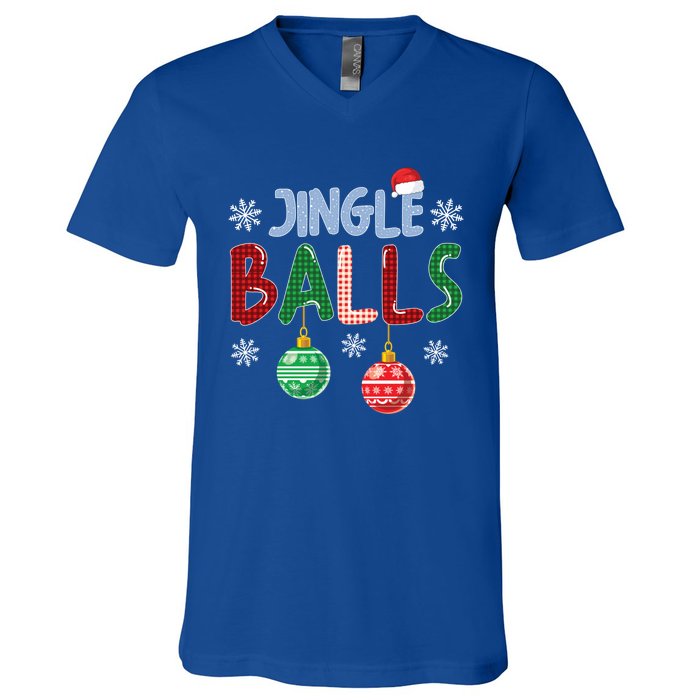 Jingle Balls Tinsel Tits Funny Matching Couple Christmas Gift V-Neck T-Shirt