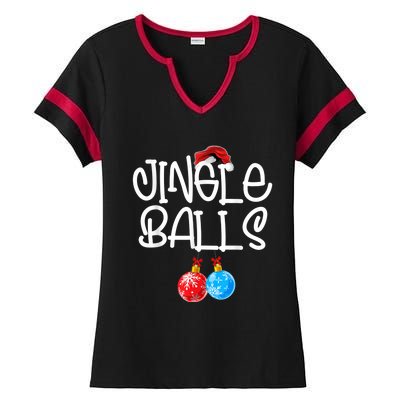 Jingle Balls Tinsel Tits Couple Funny Christmas Matching Ladies Halftime Notch Neck Tee