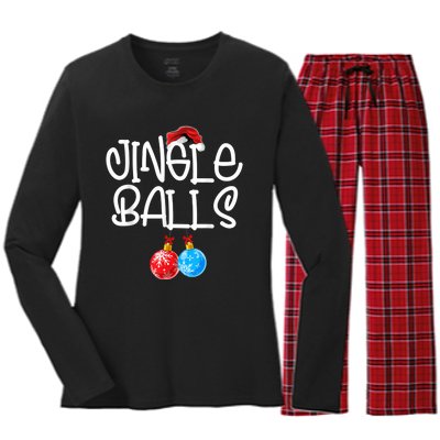 Jingle Balls Tinsel Tits Couple Funny Christmas Matching Women's Long Sleeve Flannel Pajama Set 